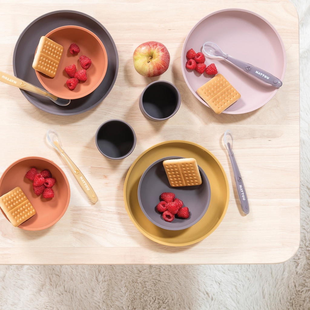 EETSET, Silicon, uni, ochre/terracotta, silicone, 4 delig: plat bord, kom, lepel, drinkbeker