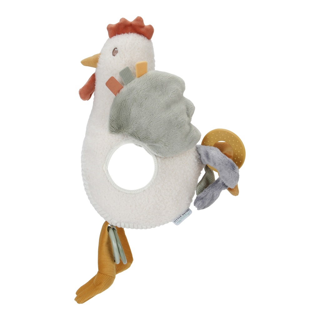 PLUCHE KNUFFEL, H25 cm, Activiteiten- knuffel kip, Little Farm, kip, textiel, +activities, vanaf 0 maand, 2023