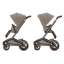 WANDELWAGEN, Fame, twillic truffle, frame zwart/alu, incl draagm/adapters, duwbeugel bruin, vierwieler, 2024 