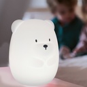 NACHTLAMP DRAADLOOS, Bear, white, wit, Silicon, figuur, beer, 15cm, LED lampje, oplaadbaar via 12 uur