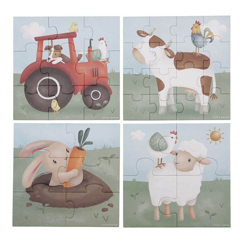 PUZZEL, 4 in 1 puzzel boerderij, Little Farm, multikleur, karton, vanaf 24 maanden, 2023