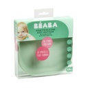 PLAT BORD, vierkant, sage green, groen, uni, silicone, met zuignap, 1 stuk(s), bord