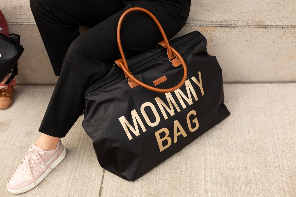 VERZORGINGSTAS, Mommy Bag Nylon, black /gold, uni/print Mommy Bag, nylon, +luiermat, +schouderriem, 2018