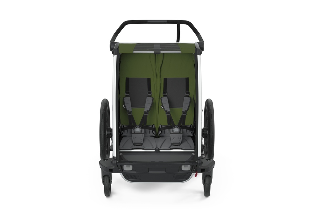 FIETSKAR, Thule, Chariot Cab 2, cypress green/ black, zwart/groen, vr 2 kind, gesch vr babyschaal, opvouwb, achterlicht