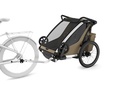 FIETSKAR, Thule, Chariot Cross 2 G3, khaki, vr 2 kind, gesch vr babyschaal, opvouwbaar, achterlicht