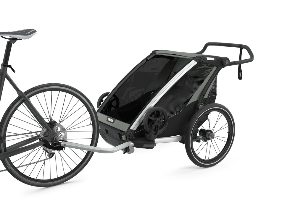 FIETSKAR, Thule, Chariot Lite 2, agave/black, grijs/zwart, vr 2 kind, gesch vr babyschaal, opvouwbaar, achterlicht