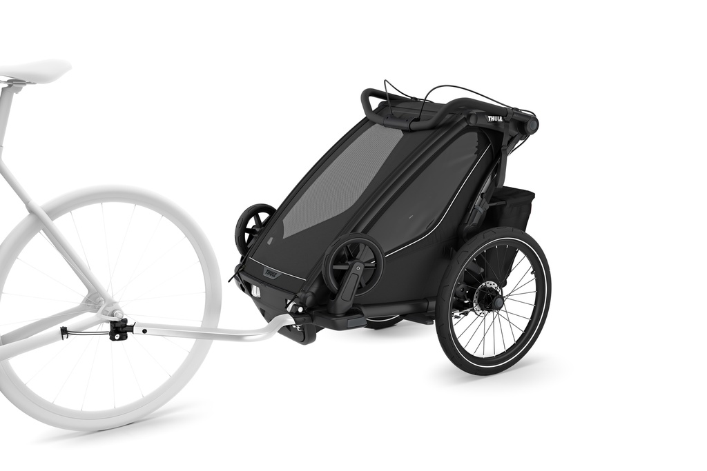 FIETSKAR, Thule, Chariot Sport 1 G3, black, zwart, vr 1 kind, gesch vr babyschaal, opvouwbaar, achterlicht, 2024 