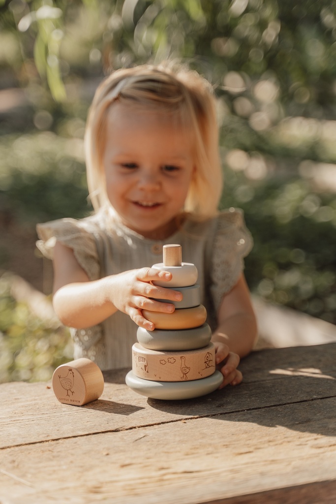 STAPELPYRAMIDE, Tuimelstapelaar, Little Farm, hout, +activities, vanaf 12 maanden, educatief speelgoed, 2023