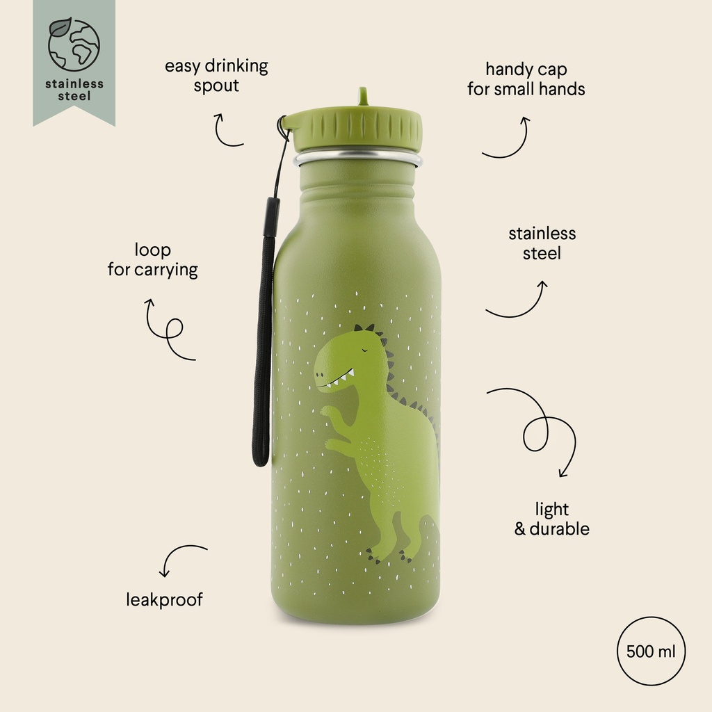 Trixie | Drinkfles Mr. Dino School Water drinking bottle groen  500ml 