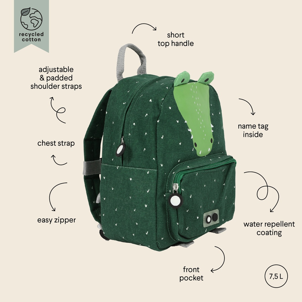 Trixie | Rugzak Mr Crocodile School Backpack groen