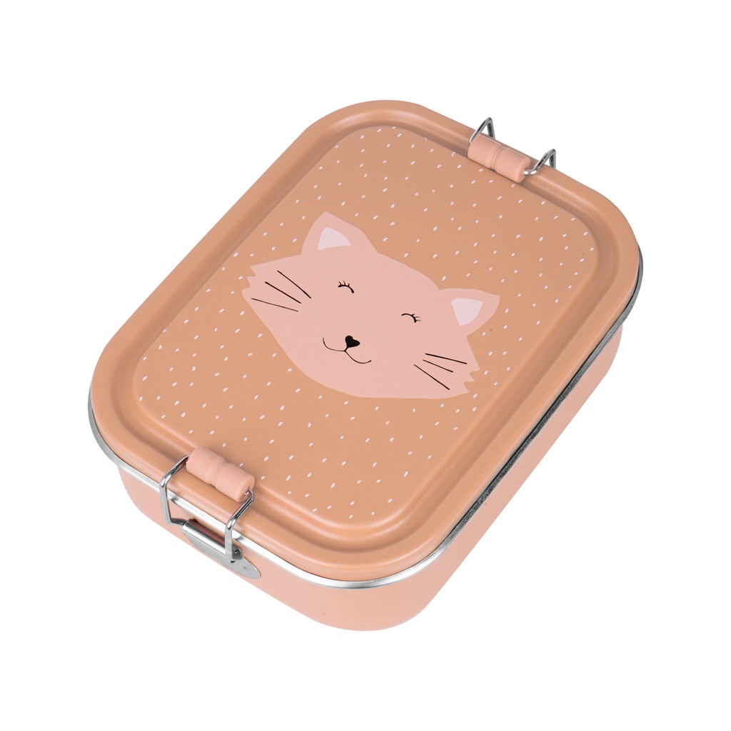 BROODDOOS, Mrs. cat, Lunch Box small, poes, RVS, 13x6x17cm onderverdeling