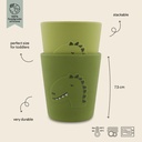 DRINKBEKER, Cups 2-pack, Mr. dino, groen, kop dino, siliconen, per 2 