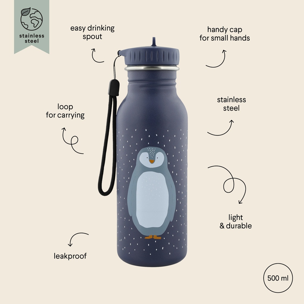 Trixie | Drinkfles Mr. Penguin School Water drinking bottle blauw 500ml 