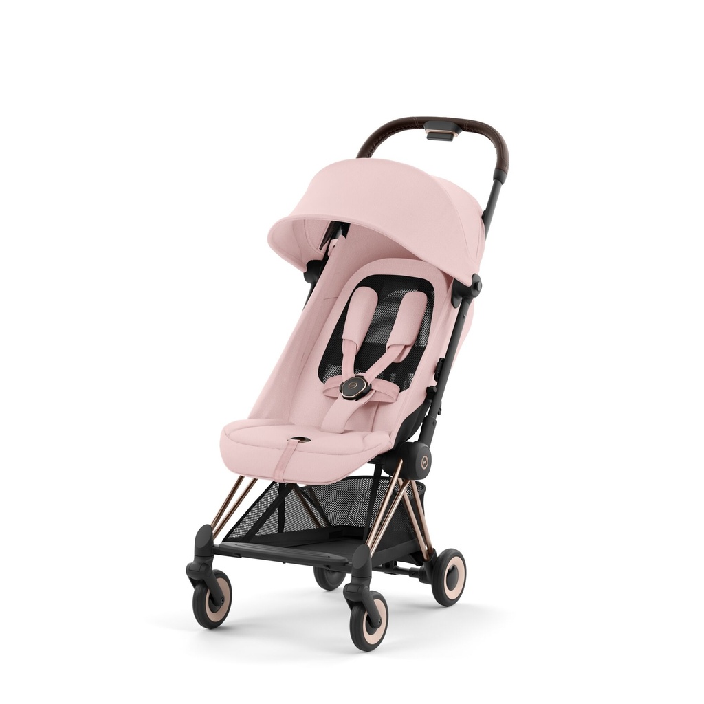 BUGGY, Coya, rosegold - peach pink, rosegold alu frame, zwenkwielen, comp gr 0+, +boodschappenm, vierwieler, 2023