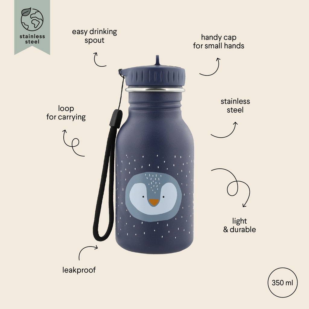 Trixie | Drinkfles Water Drinking Bottle Mr. Penguin School blauw 350ml 15.5x5x0cm 