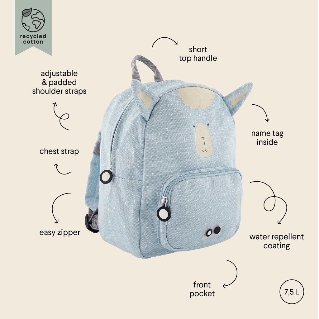 Trixie | Rugzak Backpack Mr. Alpaca School Blauw