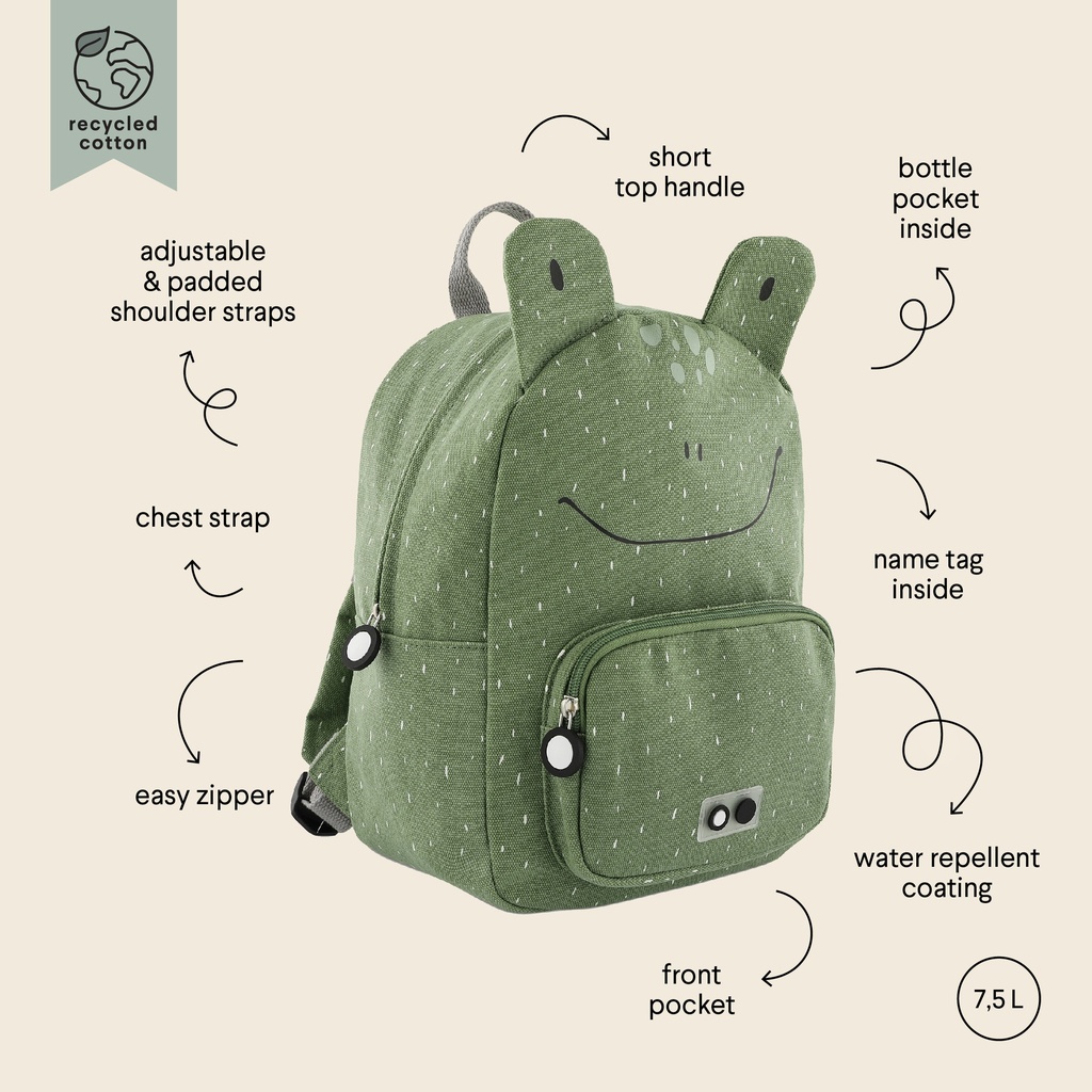 Trixie | Rugzak Backpack Mrs. Frog School Groen 7.5l