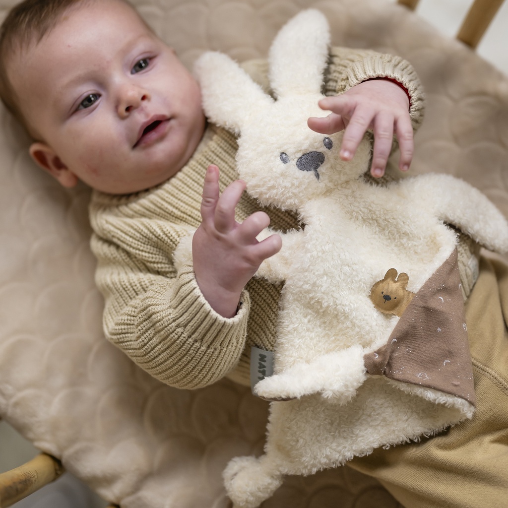 KNUFFELDOEK | DOUDOU, triangle, Lapidou, teddy vanilla, konijn, textiel, af 0 M