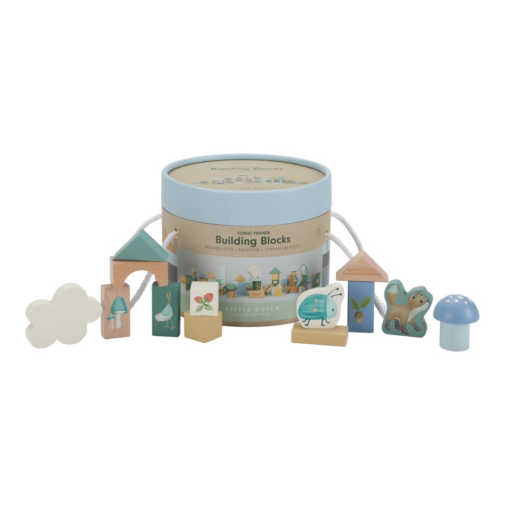 Little Dutch | Bouwblokken Forest Friends Blauw +12M