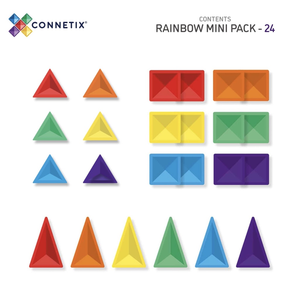 MAGNETISCHE BLOKKEN, 24, Mini Pack, Magnetic Tiles, rainbow, kunststof, vanaf 36 maanden, inhoud: 24 stuk(s)