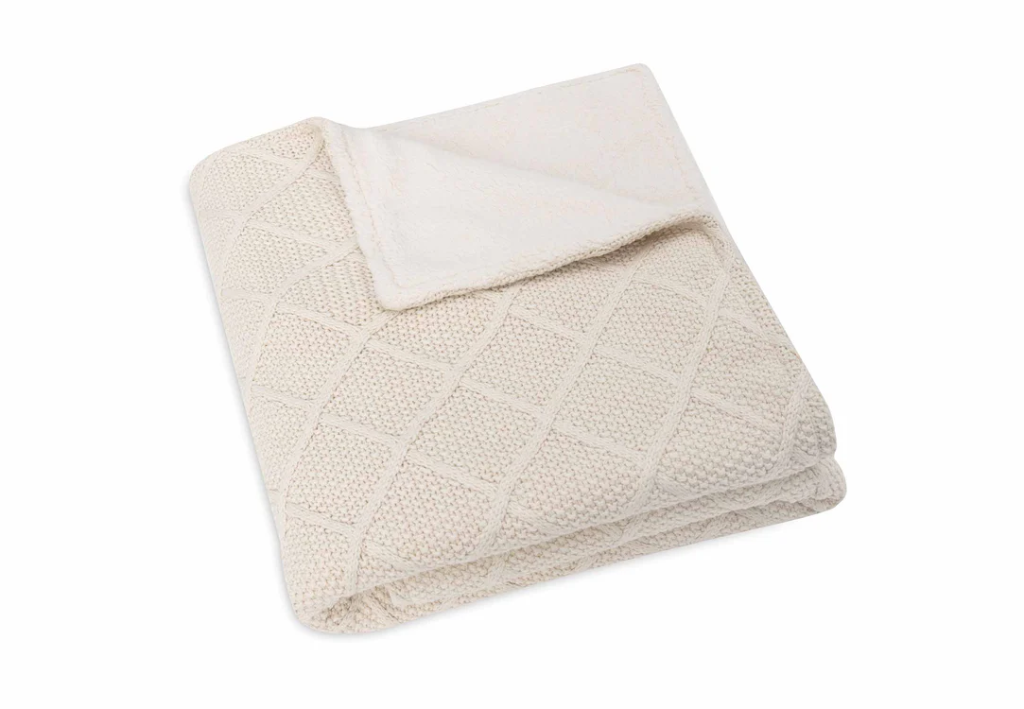 Jollein | Dekentje Check Knit Oatmeal/Teddy Fleece 100x150cm