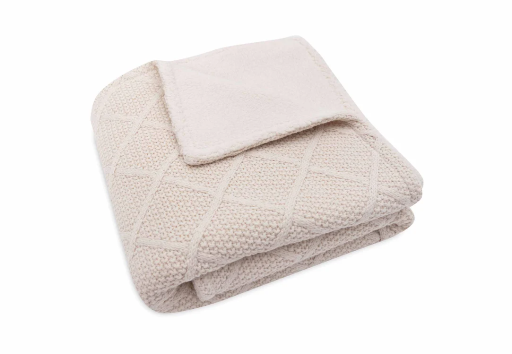 Jollein | Dekentje Check Knit Oatmeal/Teddy Fleece 75x100cm