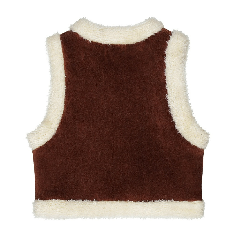 Dirkje | Gilet Teddy Velours off white/Brown