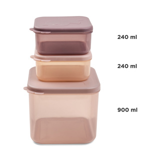 BEWAARPOTJE, Food Storage Container Set M, Elphee, powder, roze, PP/PP, 2x 240 ml/1x 900 ml, 24