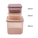 BEWAARPOTJE, Food Storage Container Set M, Elphee, powder, roze, PP/PP, 2x 240 ml/1x 900 ml, 24