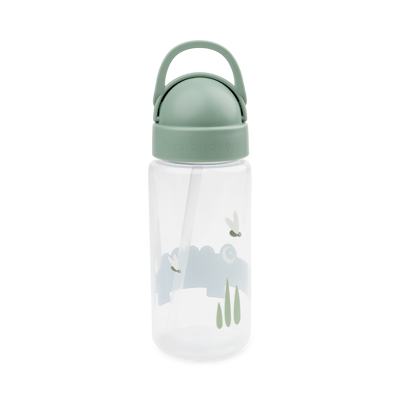 DRINKBEKER, 350 ml, Straw Bottle, Croco, green, print krokodil, PP, deksel, rietje, 1 stuk(s), 24