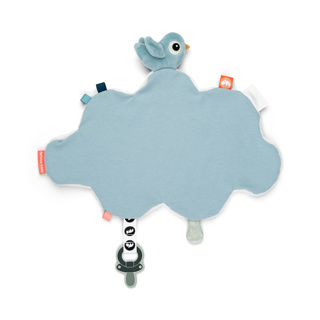 FOPSPEENDOEKJE, Comfort Blanket, Happy Clouds, blue, wit/blauw, uni, wolk, 33 x 37, vr fopspeen met ring, 24