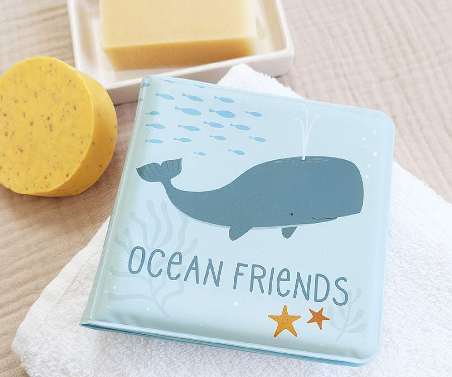 A Little Lovely Company | Bath Book Oceaan vriendjes Blauw +0M