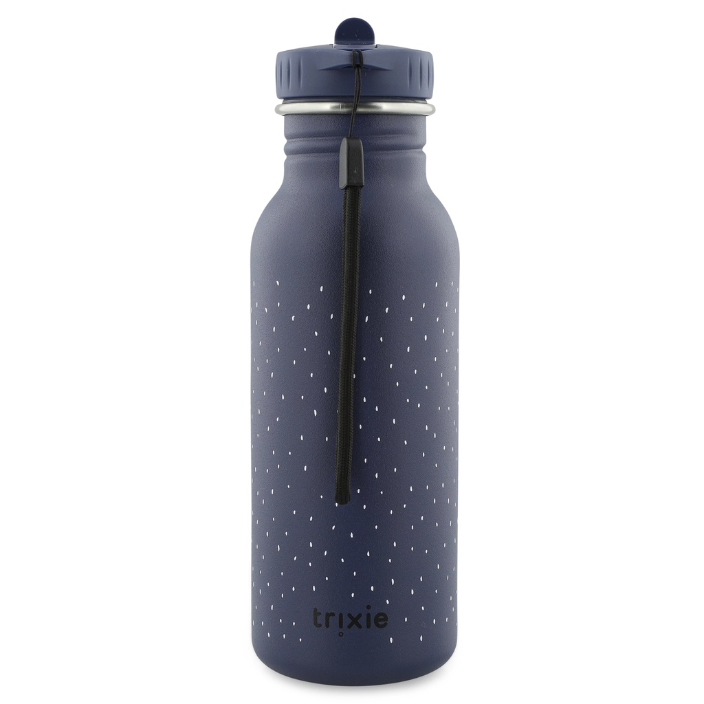 DRINKBEKER, 500ml, Mr. Penguin, blauw, uni/print pinguin, aluminium, deksel, drinktuit, drinkfles, School (041)