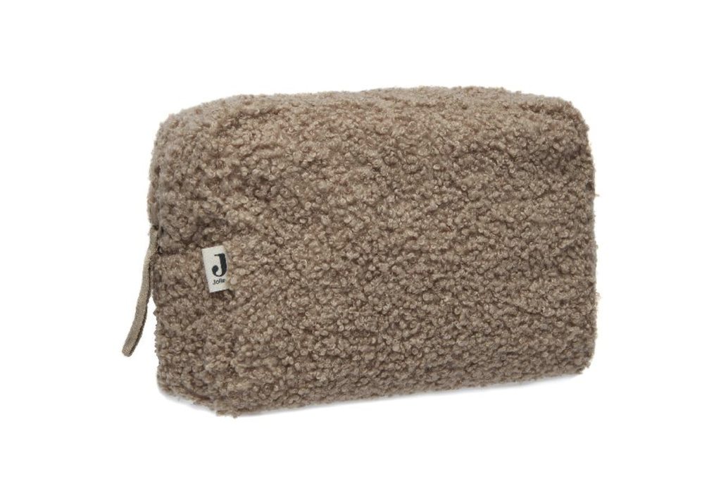 TOILETTAS, Etui, Bouclé biscuit, bruin, uni, 21x14x9cm, boucle, ritssluiting, 2022