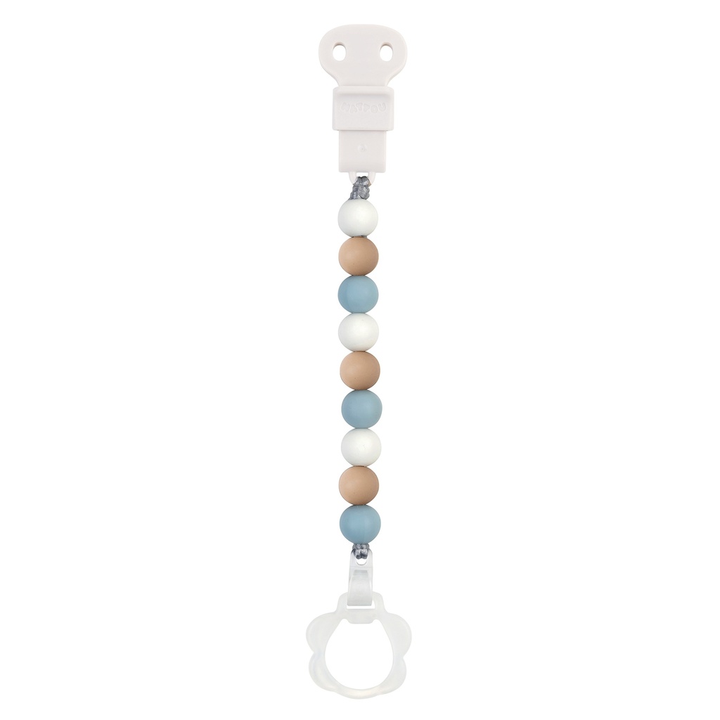 FOPSPEENKETTING, Silicon, light blue/ beige, uni, lint silicone met clip in kunststof, vr fopspeen met/zonder ring