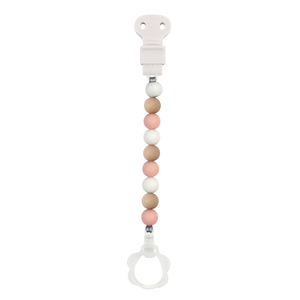 FOPSPEENKETTING, Silicon, light pink/ beige, uni, lint silicone met clip in kunststof, vr fopspeen met/zonder ring