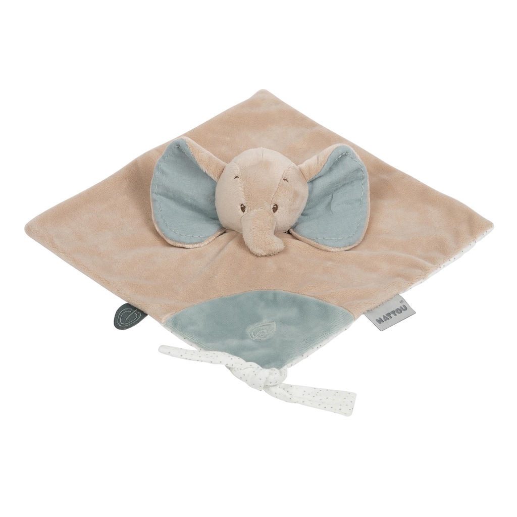 KNUFFELDOEK / DOUDOU, Axel the elephant, Luna & Axel, groen/bruin, olifant, textiel, vanaf 0 maand