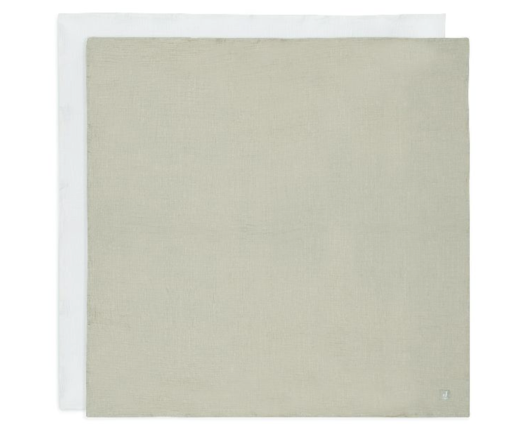 TETRA DOEK, 115x115cm, Olive Green, ivory, groen/ecru, uni, deken/ wikkeldeken, 2 stuk(s), Large, VJ2024