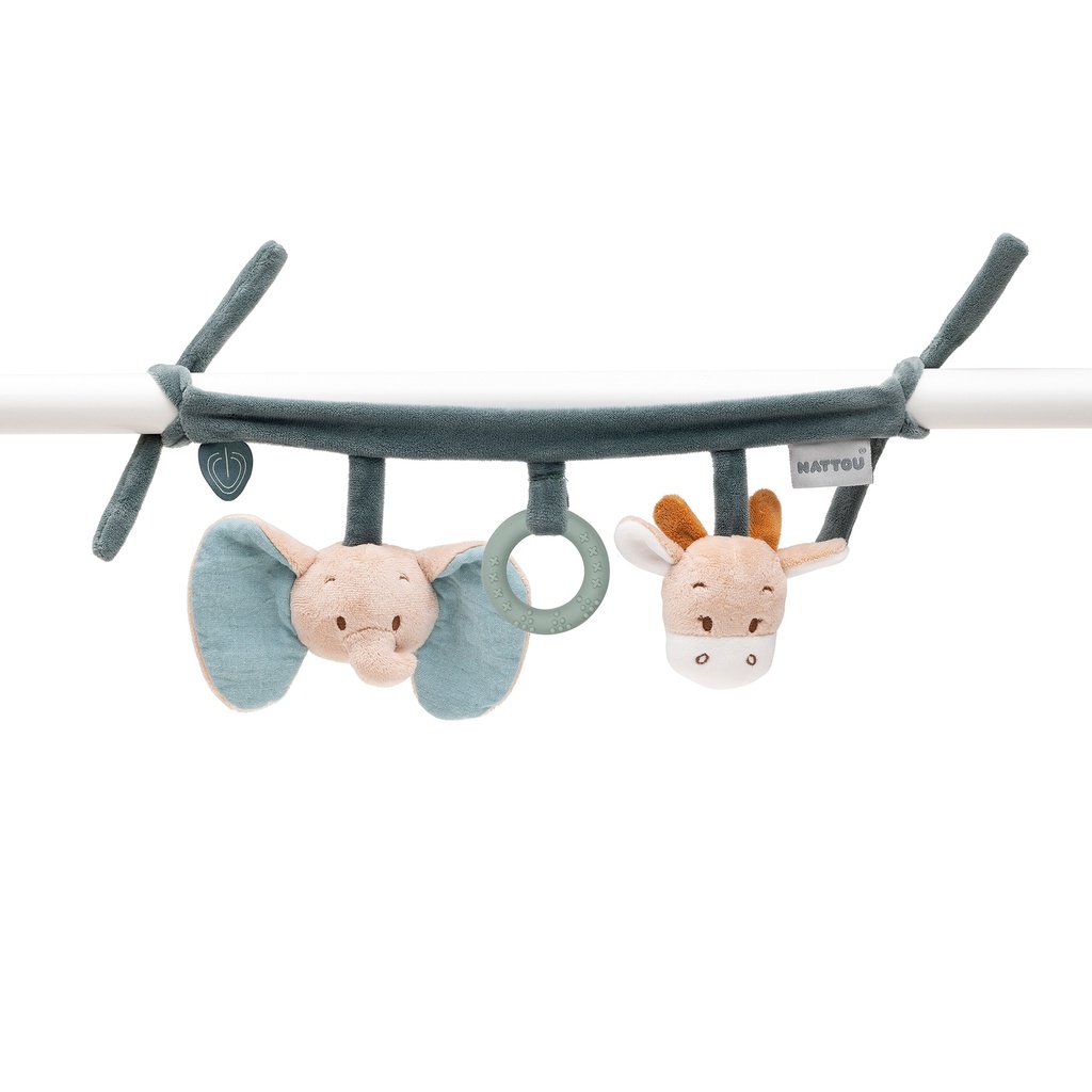 Nattou | Maxi-Cosi hanger Pram Toy Luna & Axel groen/bruin 