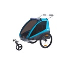 FIETSKAR, Coaster XT 2, blauw, fietsen/ wandelen, vr 2 kinderen, opvouwb, incl. fietstrailer- en wandelkit/achterlicht