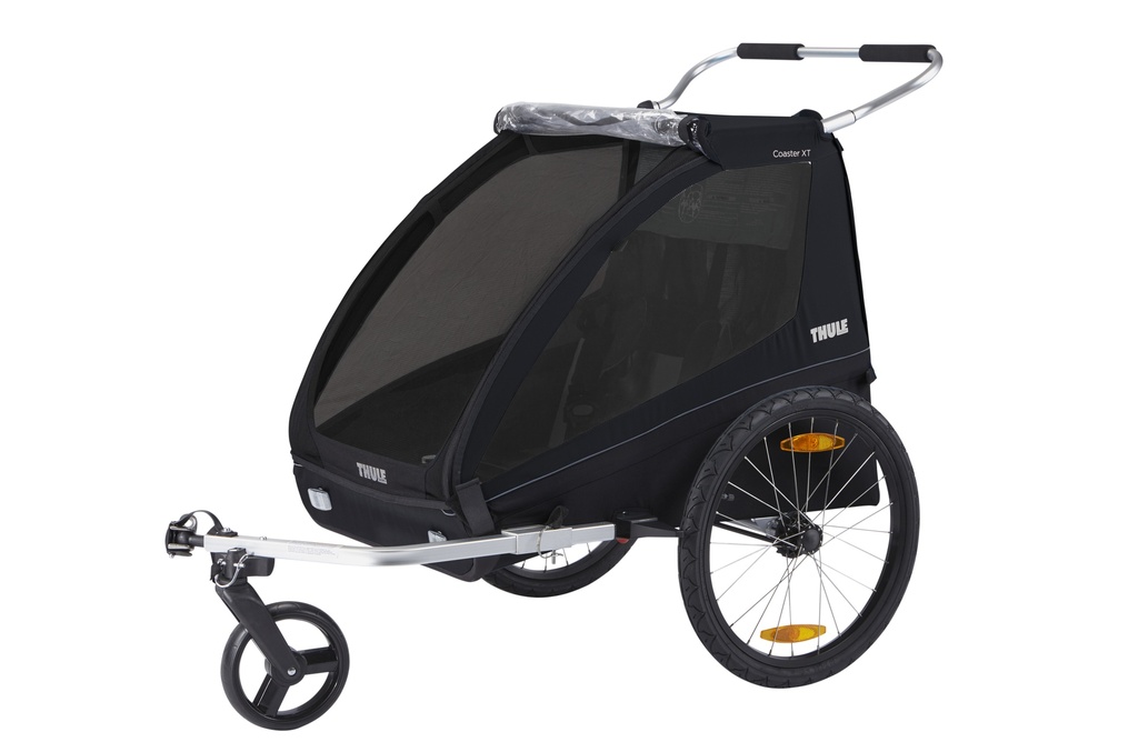 FIETSKAR, Coaster XT 2, black, fietsen/ wandelen, vr 2 kinderen, opvouwb, incl. fietstrailer- en wandelkit/achterlicht