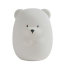 NACHTLAMP DRAADLOOS, Bear, white, wit, Silicon, figuur, beer, 15cm, LED lampje, oplaadbaar via 12 uur