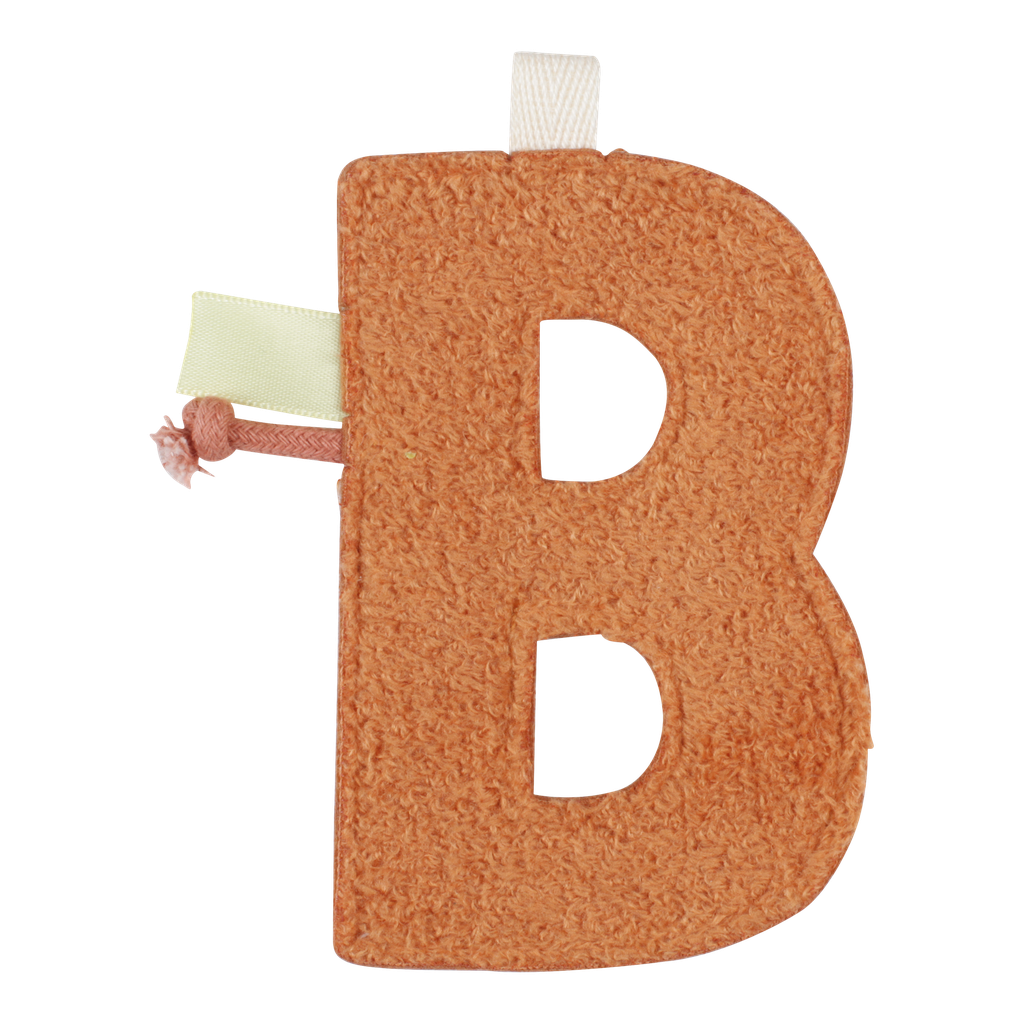 TEXTIEL LETTER, Letter B, bruin, vlaggenlijn, uni, teddy, L: 10 cm, decoratie, 2022