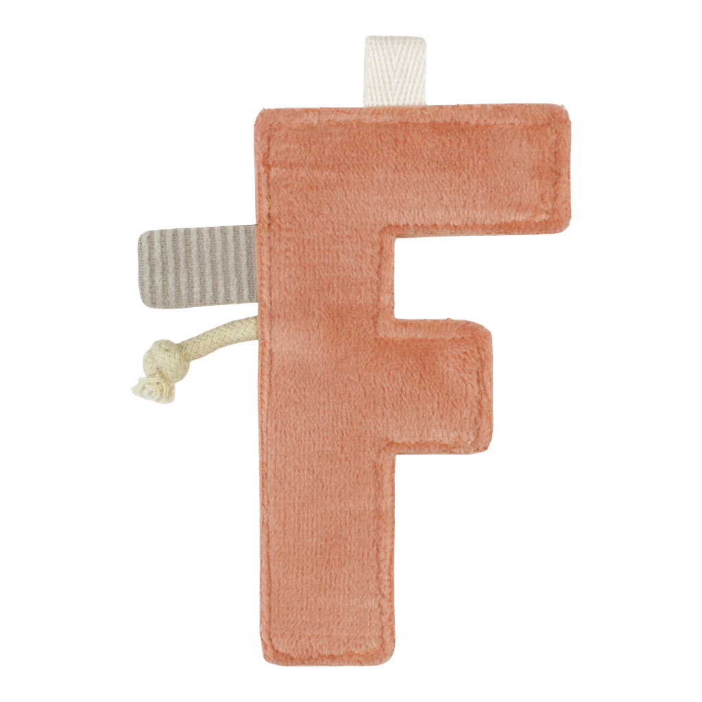 TEXTIEL LETTER, Letter F, bruin, Vlaggenlijn, uni, velours, L: 10 cm, decoratie, 2022