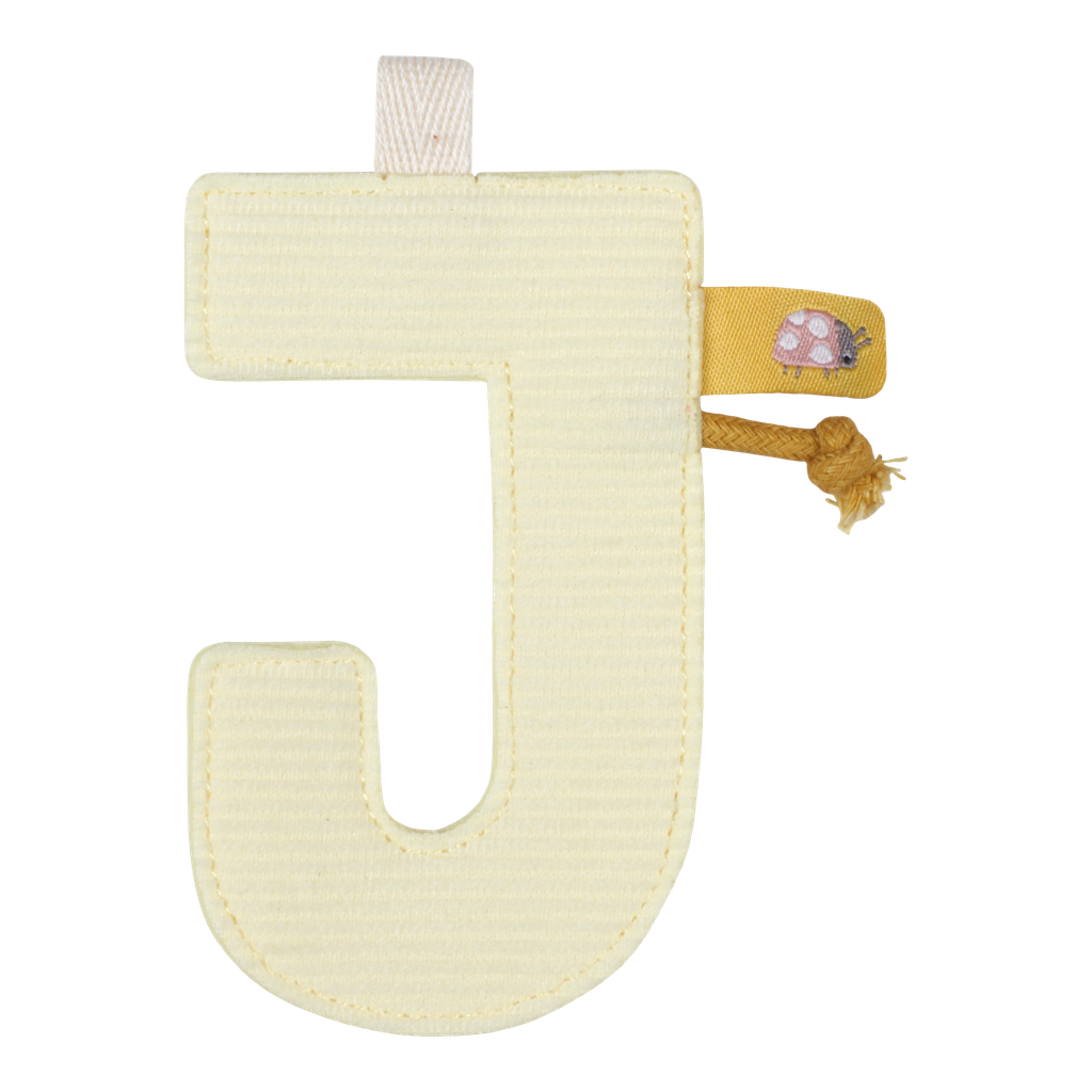 TEXTIEL LETTER, Letter J, ecru, geribbeld, textiel, L: 10 cm, Vlaggenlijn, decoratie, 2022