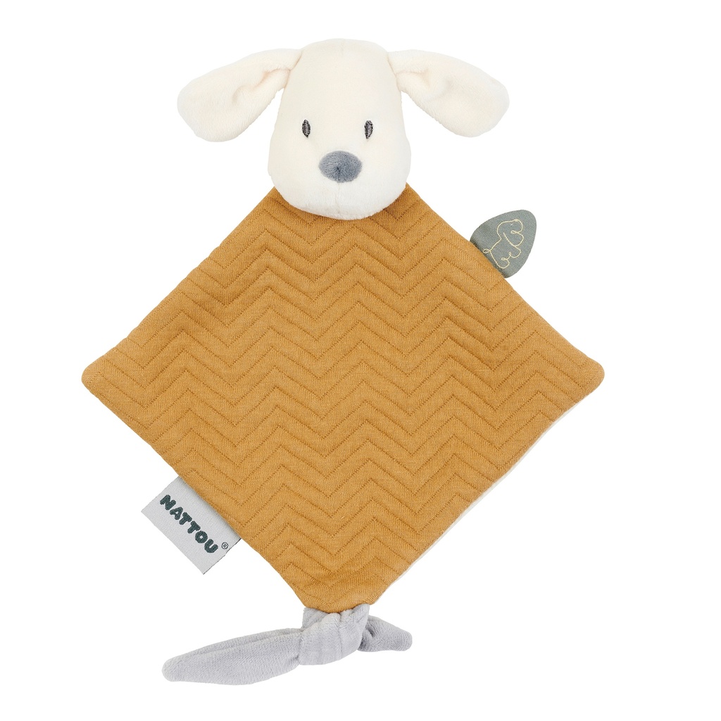 KNUFFELDOEK/DOUDOU, mini, Charlie, bruin ,Mini Doudou Dog Jacquard, caramel, hond , ao strepen motief, textiel, +0m, H28cm