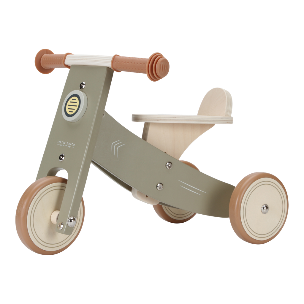 Little Dutch | Loopfiets Driewieler Olive Hout +12M