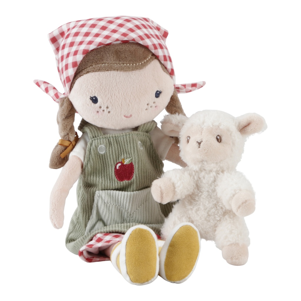 PLUCHE KNUFFEL, H35 cm, Little Farm, boerin Rosa met schaap, babypop, textiel, vanaf 12 maanden, 2023