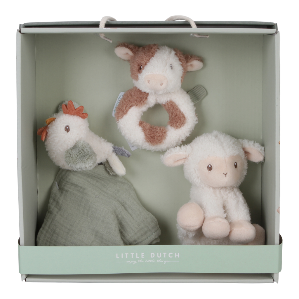 PLUCHE KNUFFEL, Giftset, Little Farm, kip/schaap/koe, textiel, +muziek, vanaf 0 maand, 2023