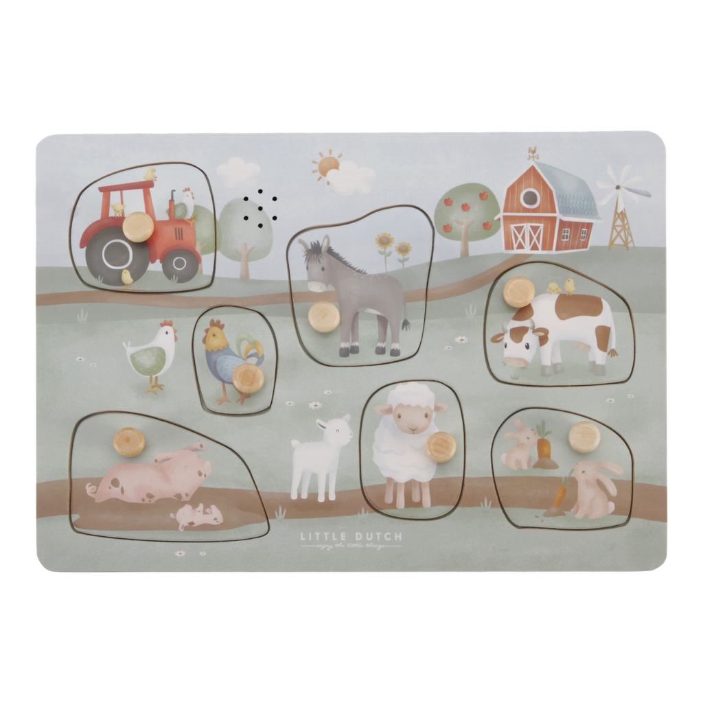 Little Dutch | Puzzel Little Farm Geluidenpuzzel Boerderij Hout +12M